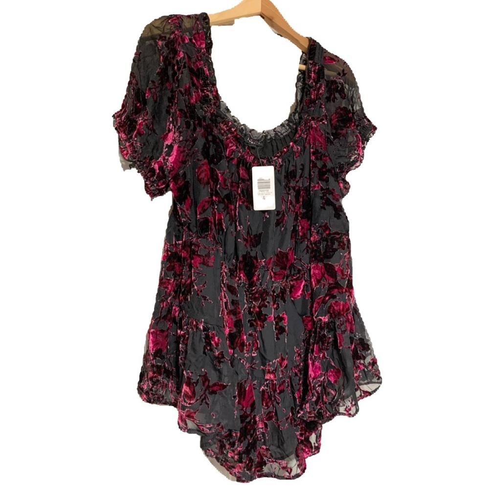 Torrid Babydoll Velvet Burnout Tiered Milkmaid Top Blouse Shirt 2X 18 20 NEW
